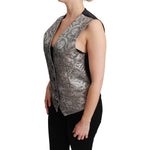 Dolce & Gabbana Elegant Silver Sleeveless Brocade Vest Dolce & Gabbana Dark Slate Gray