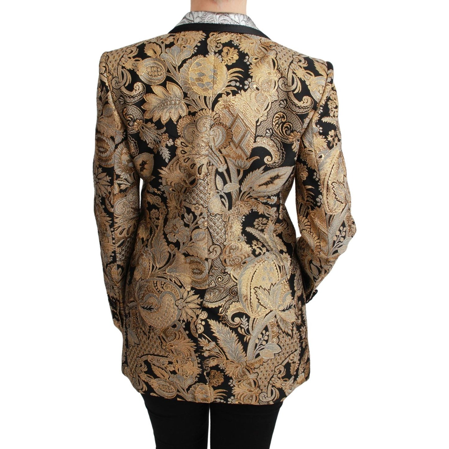 Dolce & Gabbana Elegant Gold Floral Jacquard Blazer Dolce & Gabbana Dim Gray