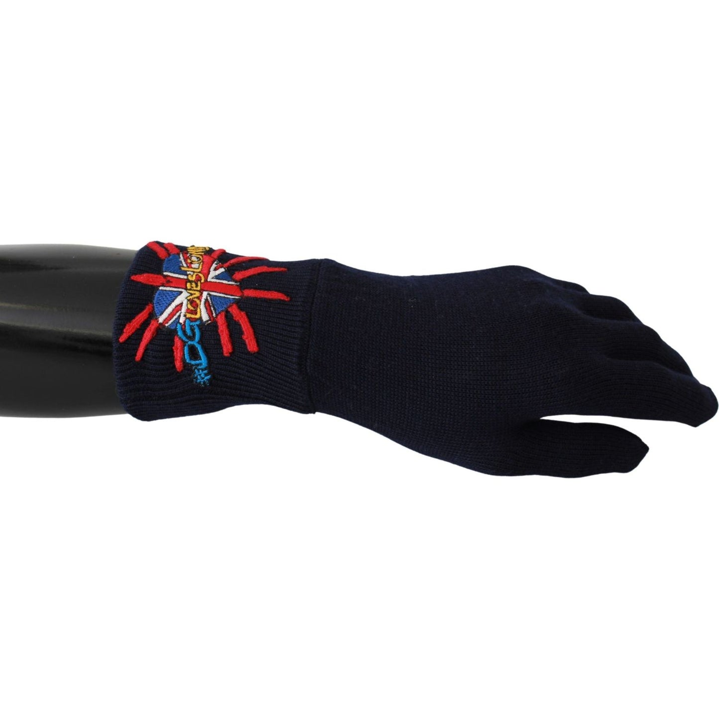 Dolce & Gabbana Blue Virgin Wool Unisex Gloves Dolce & Gabbana Black