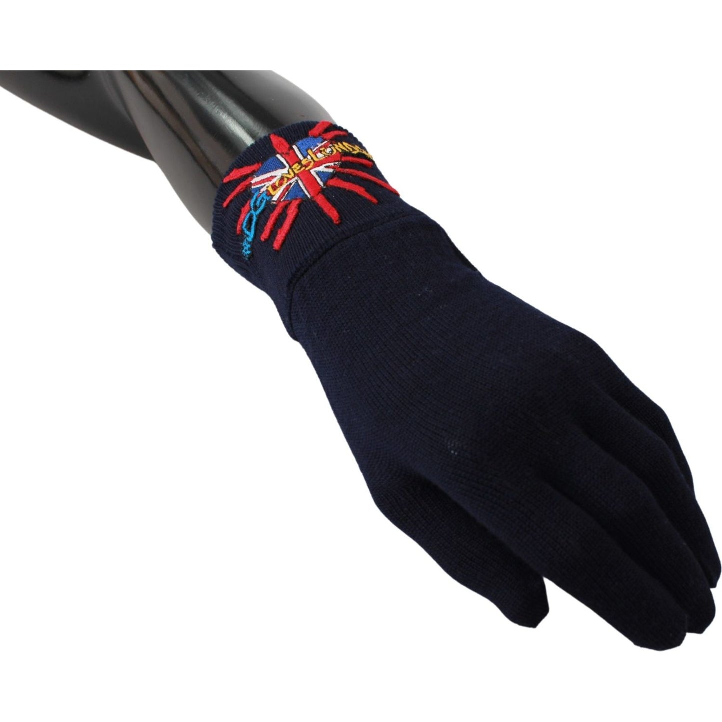 Dolce & Gabbana Blue Virgin Wool Unisex Gloves Dolce & Gabbana Black