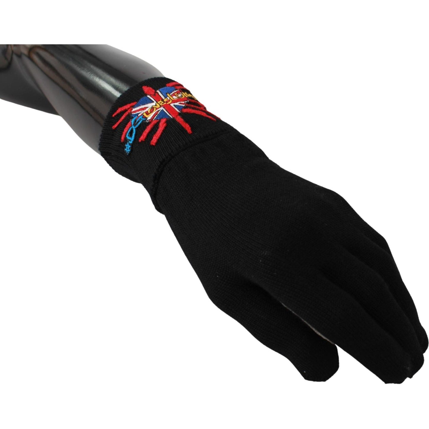 Dolce & Gabbana Elegant Black Virgin Wool Unisex Gloves Dolce & Gabbana Black