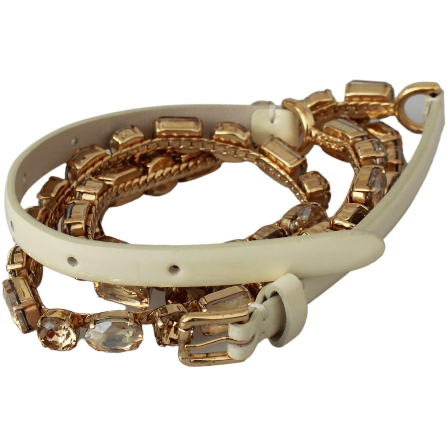 Dolce & Gabbana Champagne Crystal Embellished Leather Belt Dolce & Gabbana Rosy Brown