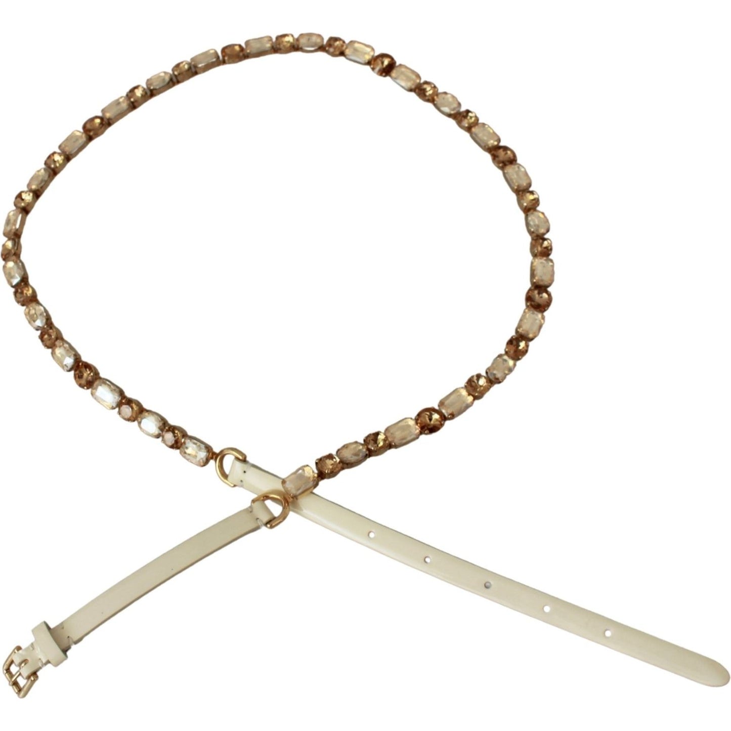Dolce & Gabbana Champagne Crystal Embellished Leather Belt Dolce & Gabbana Gray