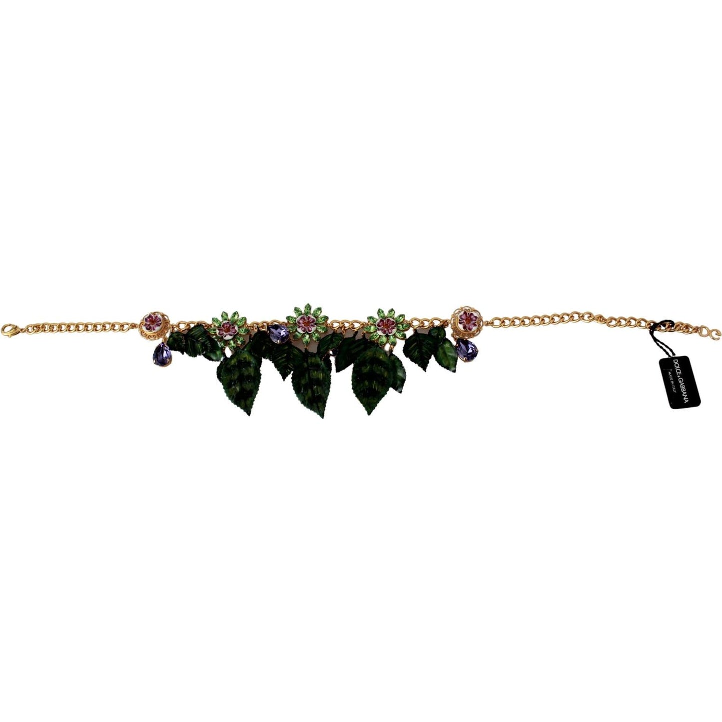 Dolce & Gabbana Elegant Floral Sicily Charm Necklace Necklace Dolce & Gabbana Light Gray