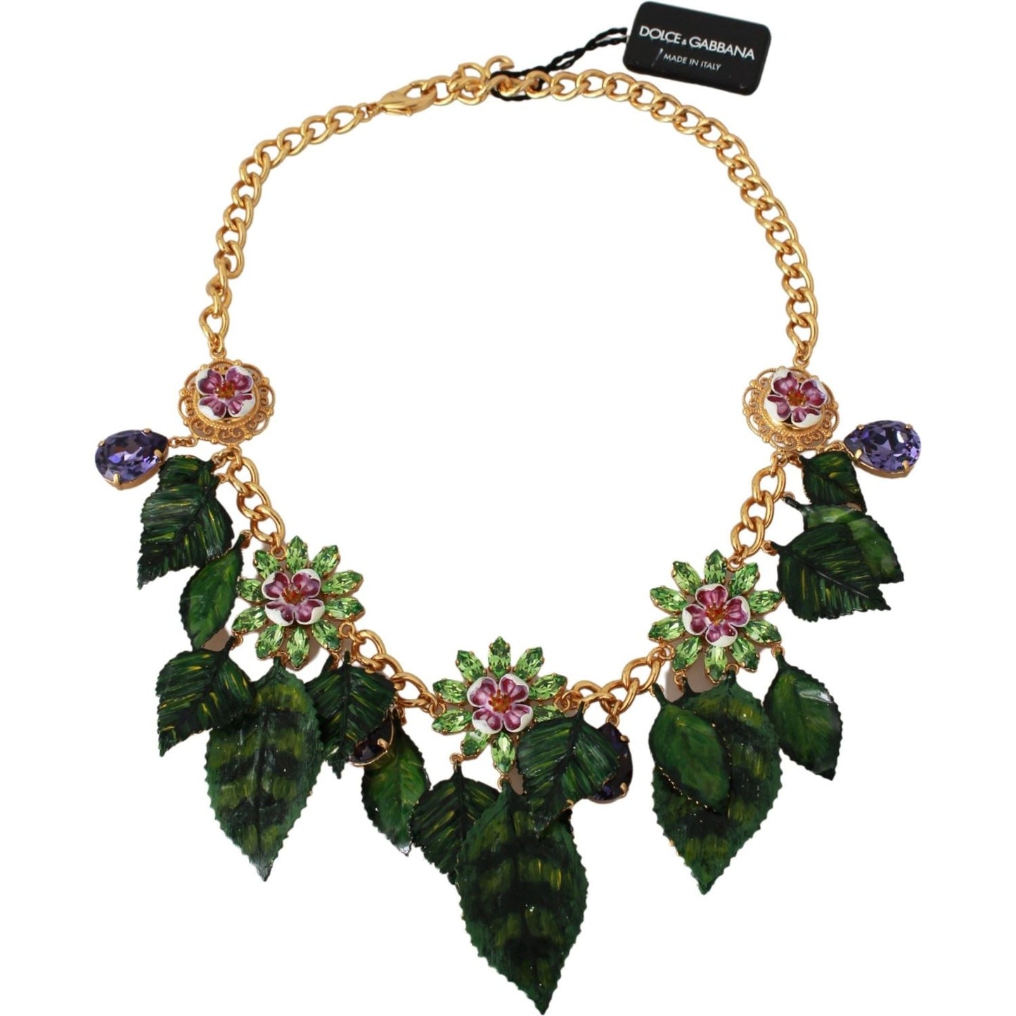 Dolce & Gabbana Elegant Floral Sicily Charm Necklace Necklace Dolce & Gabbana Gray