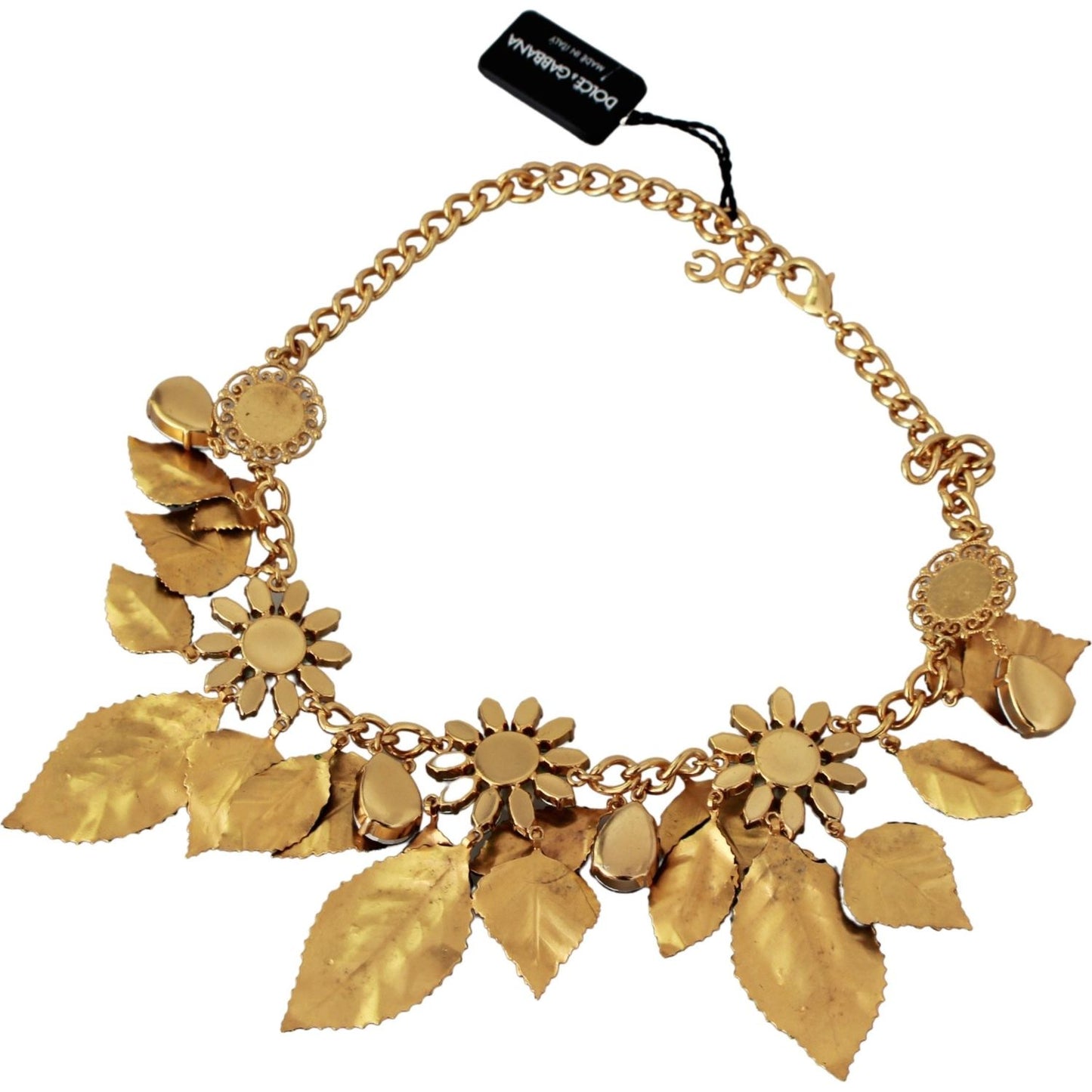 Dolce & Gabbana Elegant Floral Sicily Charm Necklace Necklace Dolce & Gabbana Dark Khaki
