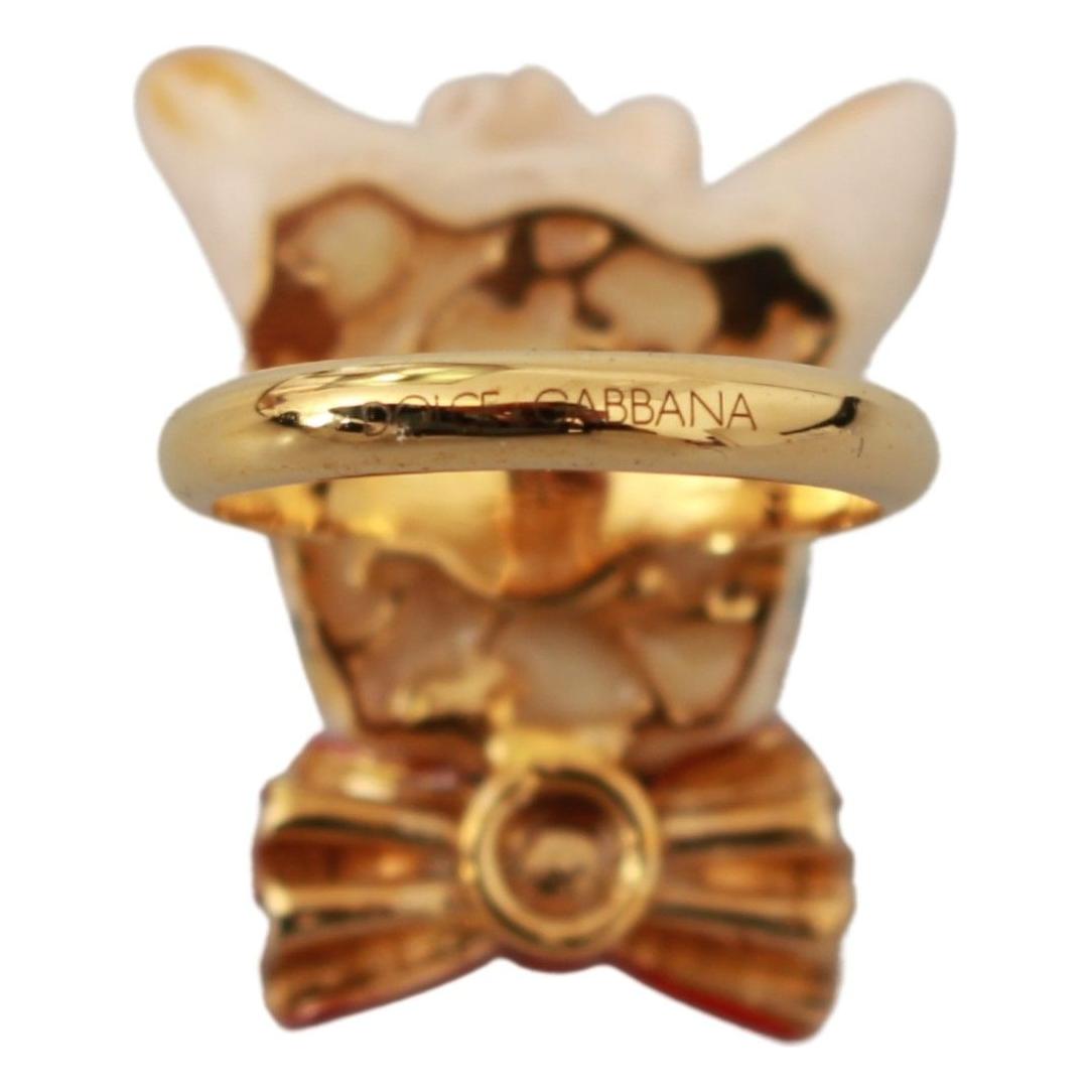 Dolce & Gabbana Chic Canine Gold-Tone Statement Ring Dolce & Gabbana Sienna