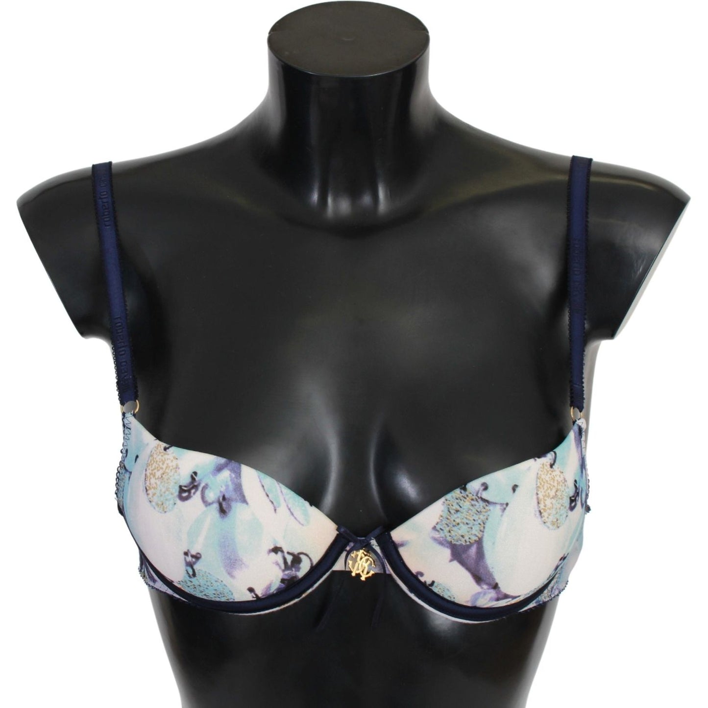 Roberto Cavalli Elegant Push-Up Bra in Blue Print Roberto Cavalli Dark Slate Gray