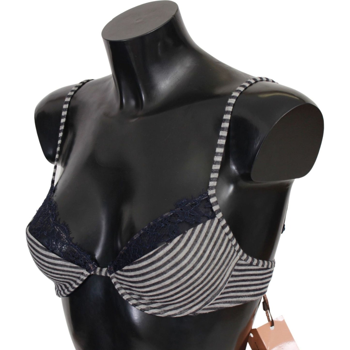 Ermanno Scervino Blue Stripes Lace Reggiseno Bra Ermanno Scervino Dark Slate Gray