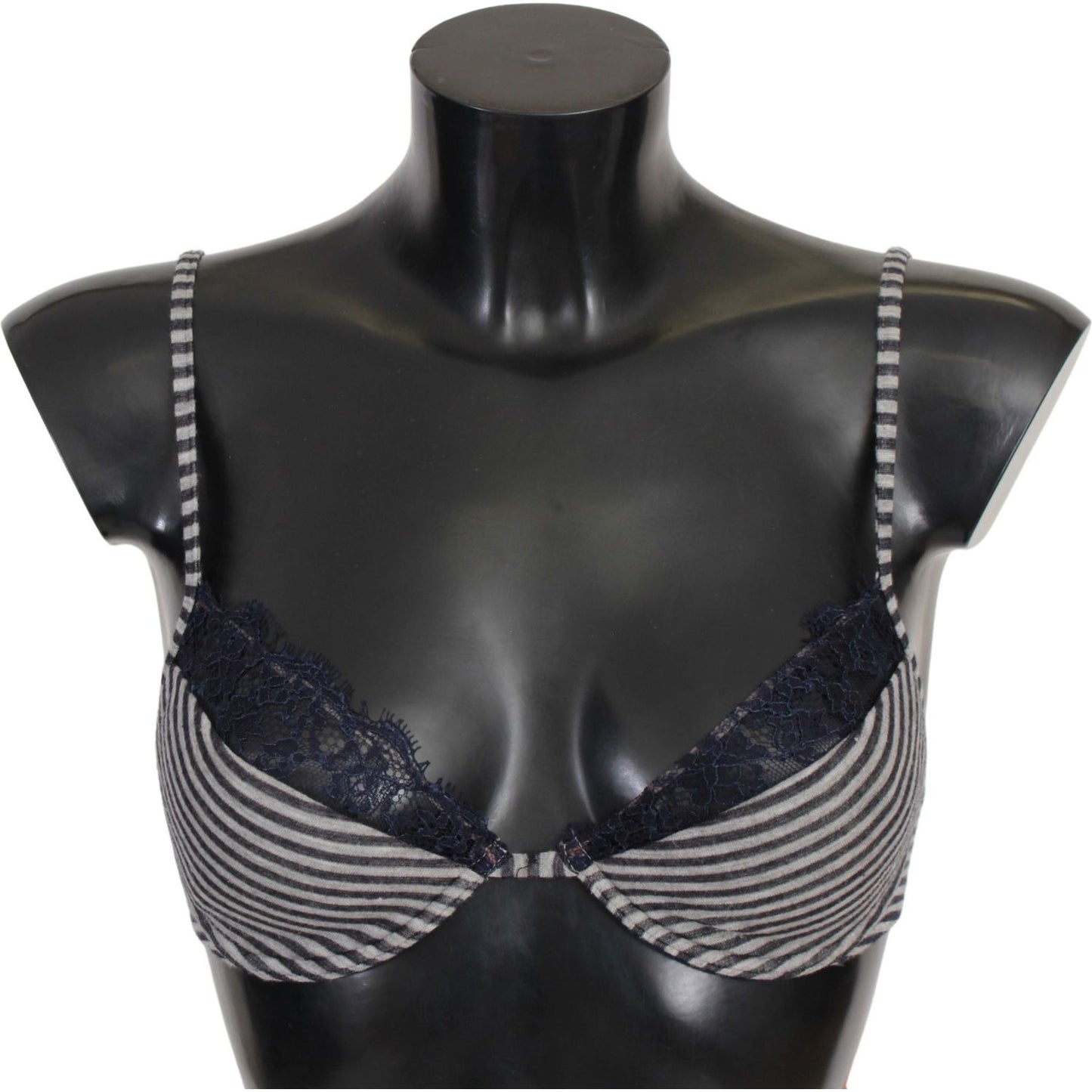 Ermanno Scervino Blue Stripes Lace Reggiseno Bra Ermanno Scervino Dark Slate Gray