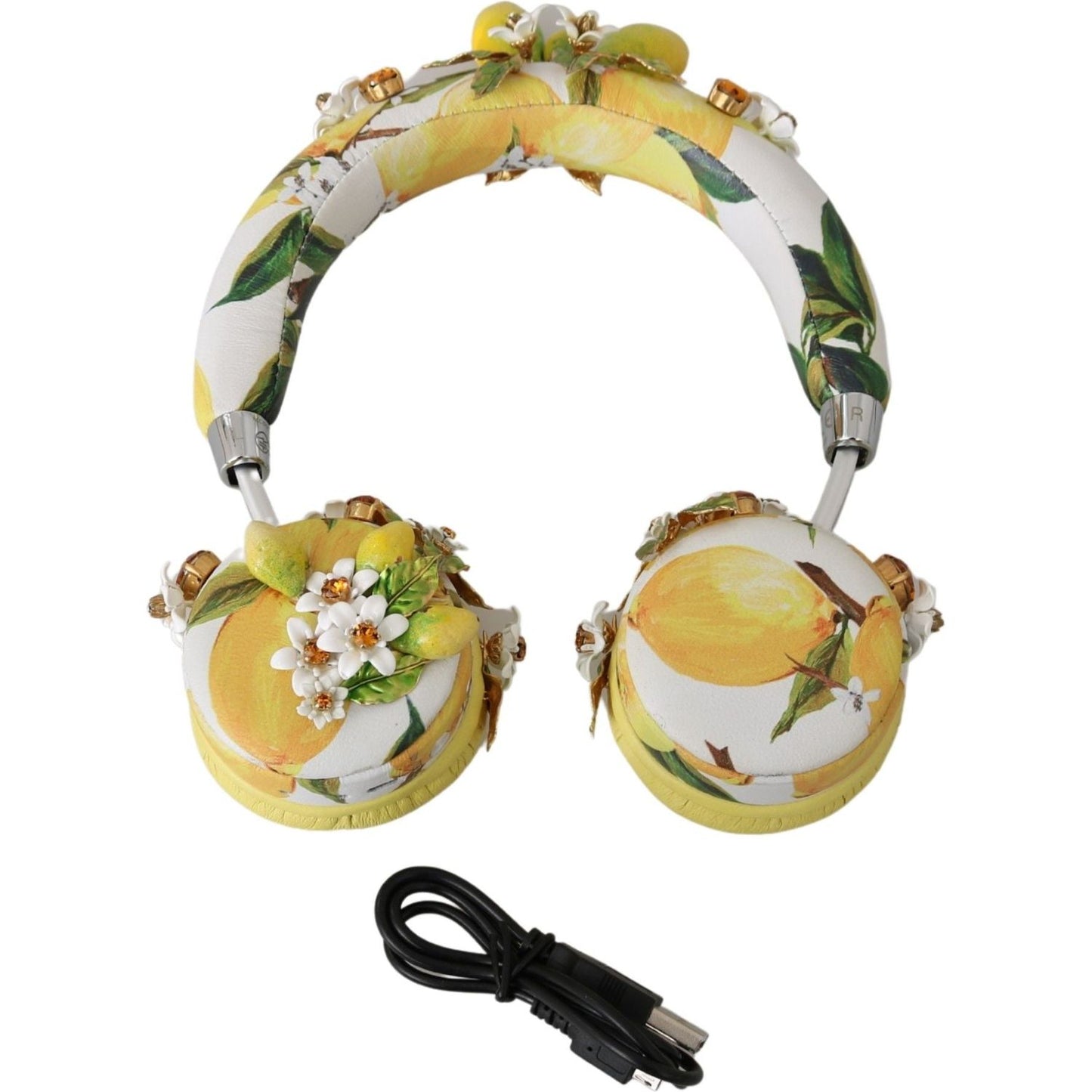 Dolce & Gabbana Glamorous Gold-Embellished Leather Headphones Dolce & Gabbana Dark Khaki