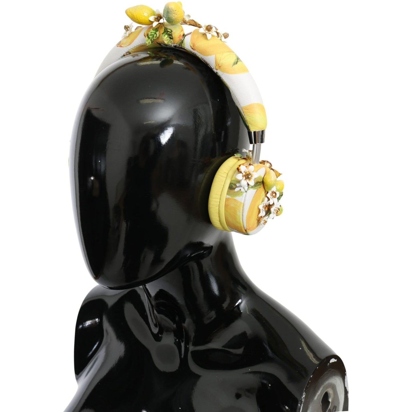 Dolce & Gabbana Glamorous Gold-Embellished Leather Headphones Dolce & Gabbana Black