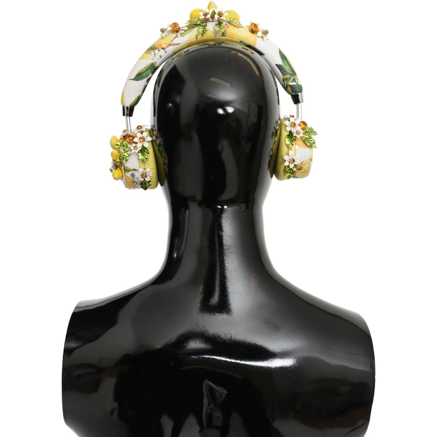 Dolce & Gabbana Glamorous Gold-Embellished Leather Headphones Dolce & Gabbana Black