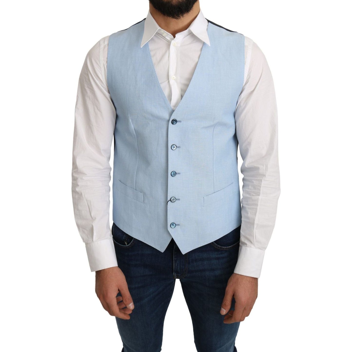 Dolce & Gabbana Elegant Azure Men's Formal Vest Dolce & Gabbana Gray
