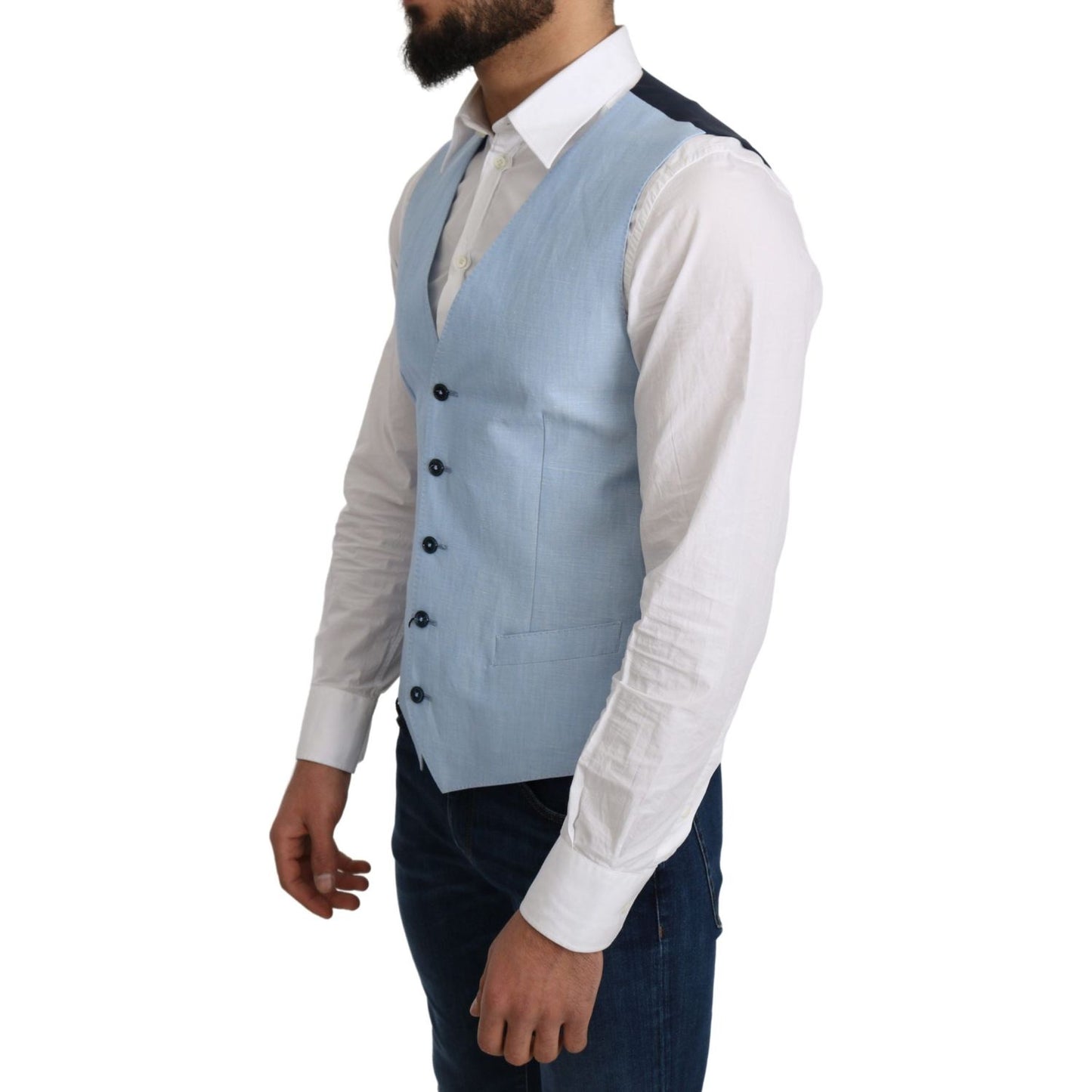 Dolce & Gabbana Elegant Azure Men's Formal Vest Dolce & Gabbana Gray