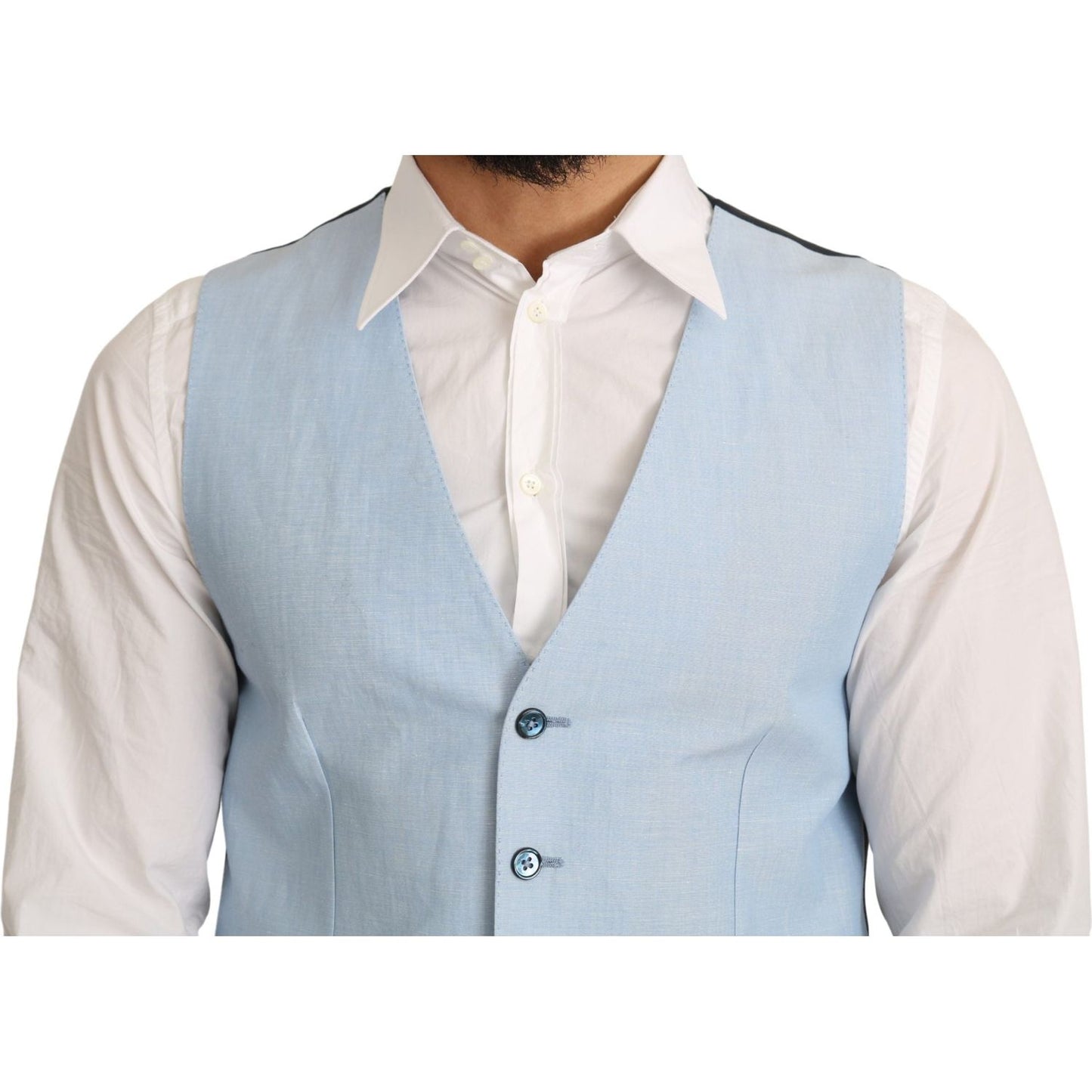 Dolce & Gabbana Elegant Azure Men's Formal Vest Dolce & Gabbana Light Gray