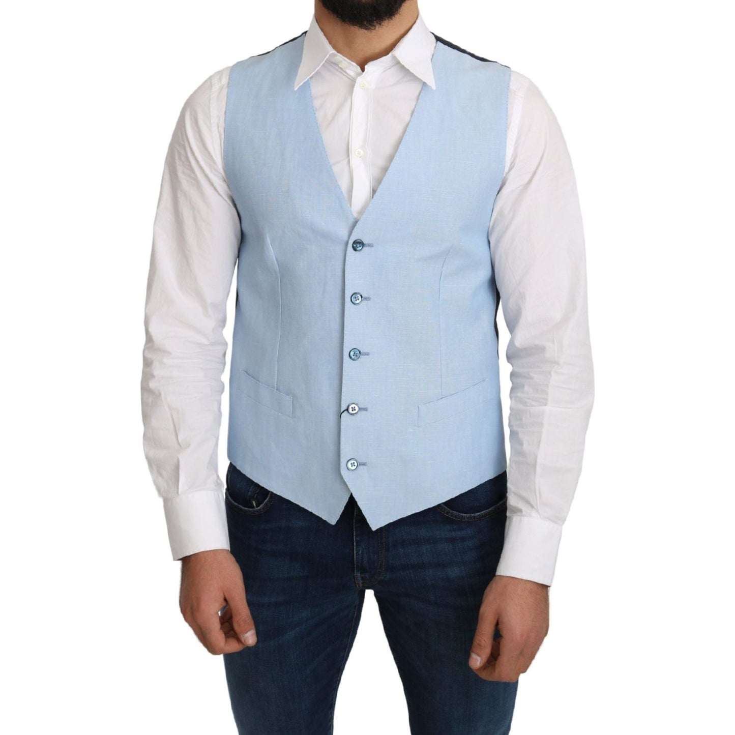 Dolce & Gabbana Elegant Azure Men's Formal Vest Dolce & Gabbana Light Gray