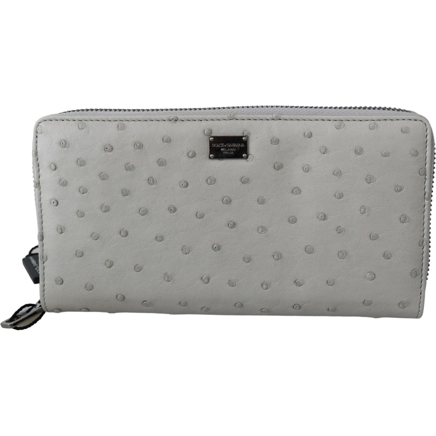 Dolce & Gabbana Elegant Ostrich Leather Continental Wallet Clutch Dolce & Gabbana Dark Gray