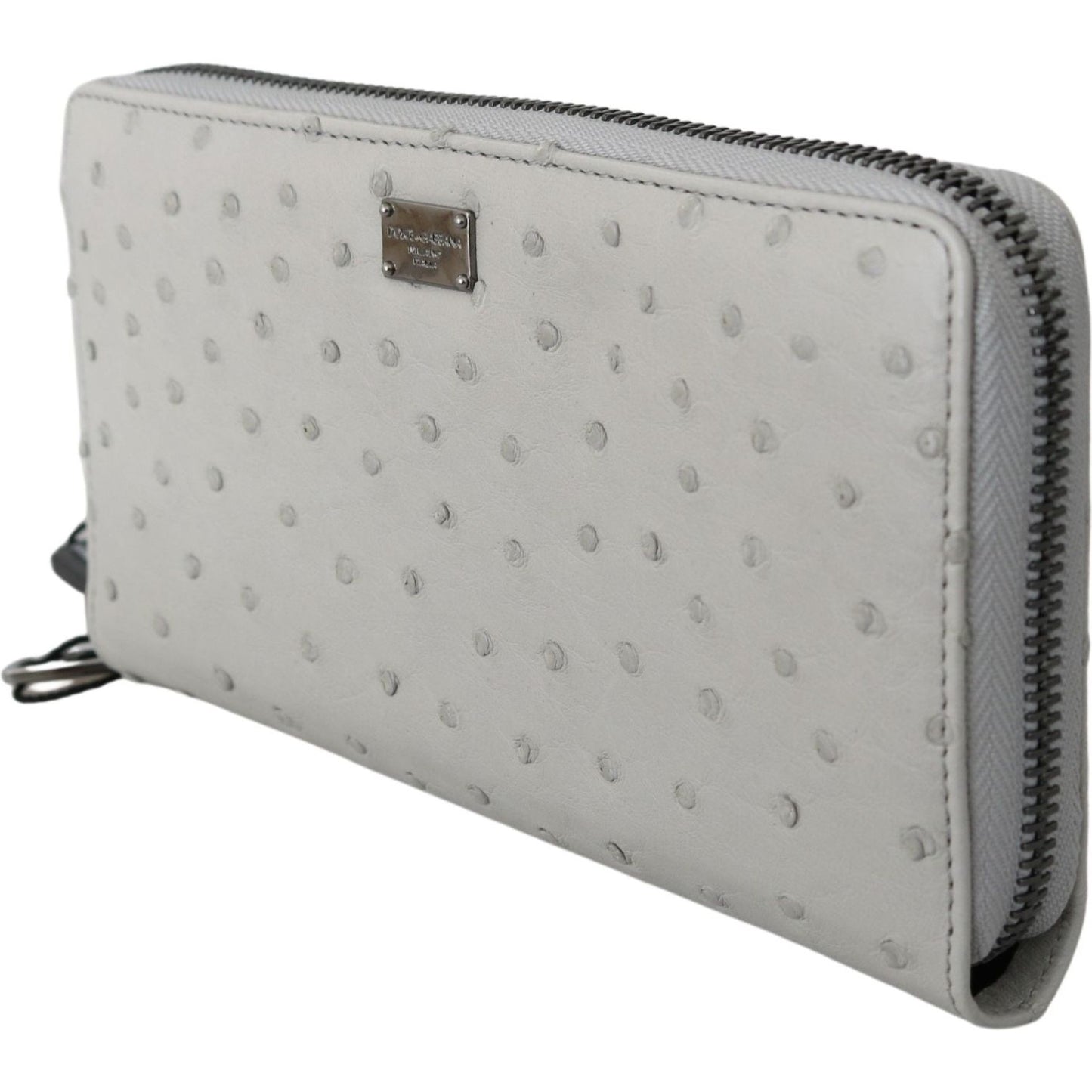 Dolce & Gabbana Elegant Ostrich Leather Continental Wallet Clutch Dolce & Gabbana Dark Gray