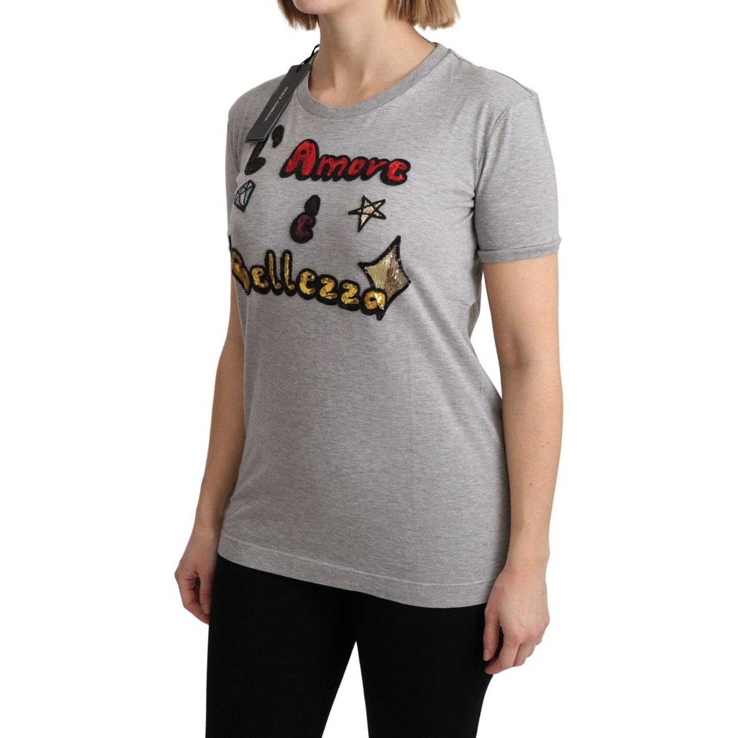 Dolce & Gabbana Sequined Motive Cotton Tee Dolce & Gabbana Rosy Brown