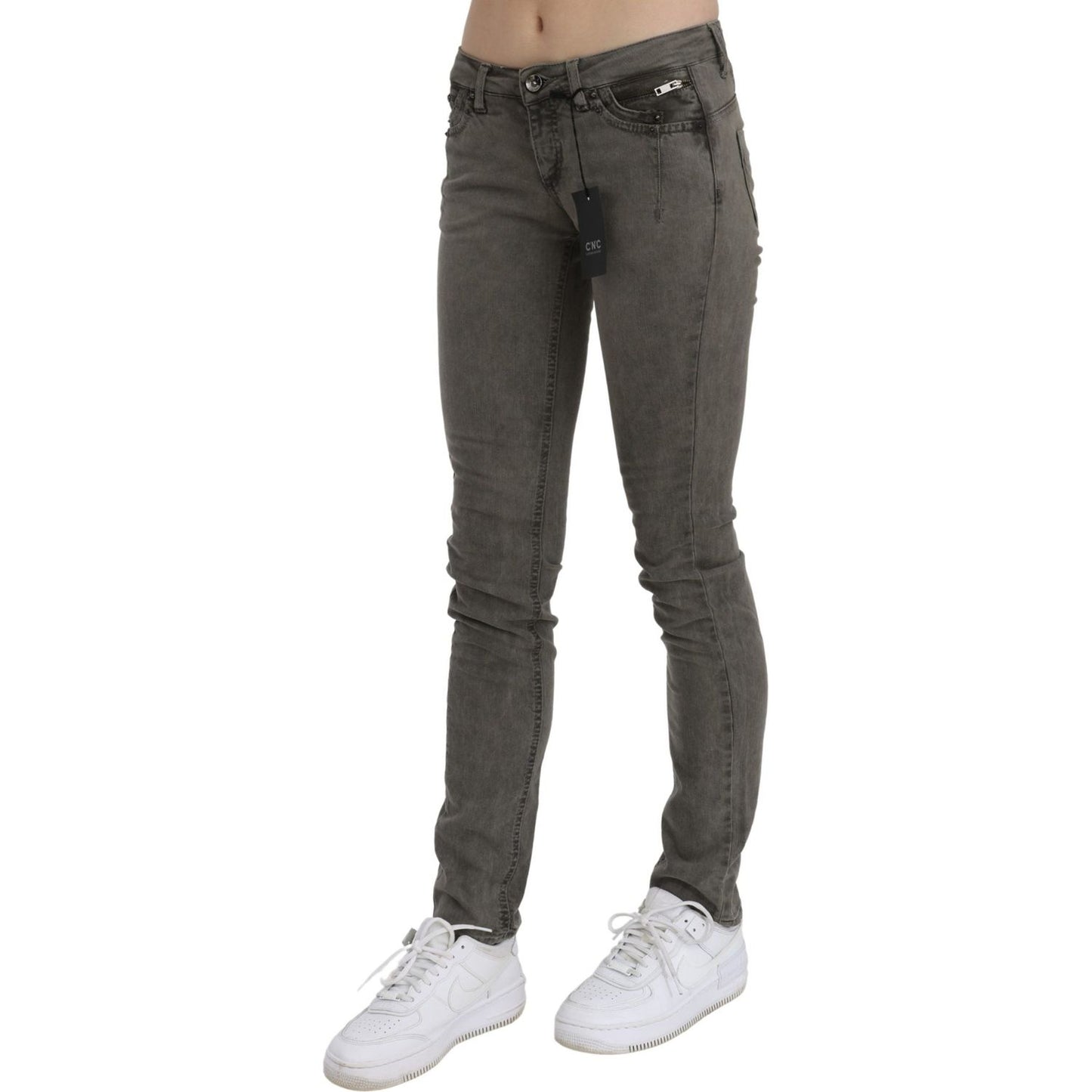 Costume National Chic Gray Slim Fit Cotton Jeans Costume National Dark Slate Gray