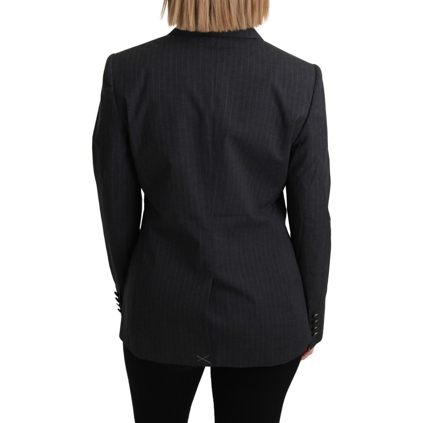 Dolce & Gabbana Elegant Gray Striped Cotton Blazer Dolce & Gabbana Black