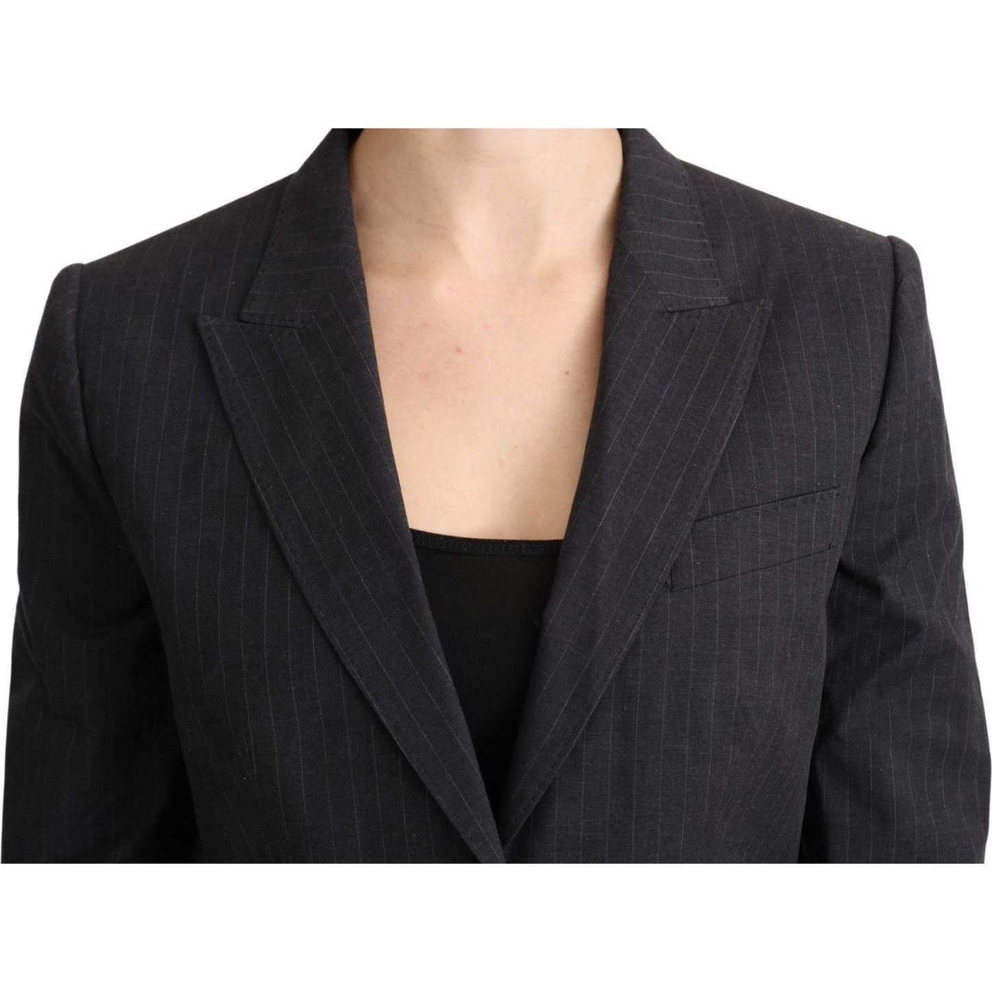 Dolce & Gabbana Elegant Gray Striped Cotton Blazer Dolce & Gabbana Dark Slate Gray