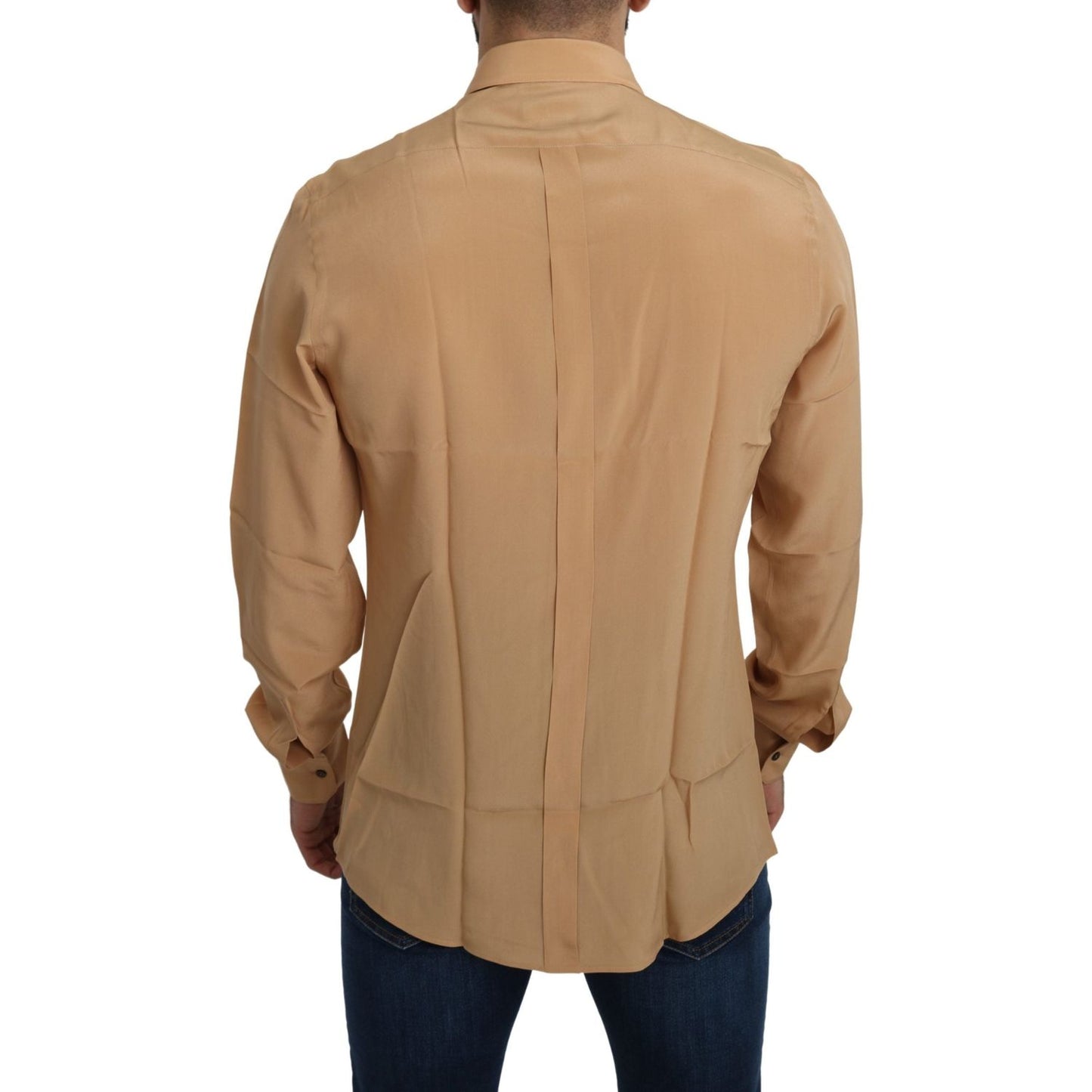 Dolce & Gabbana Elegant Yellow Silk Men's Formal Shirt Dolce & Gabbana Rosy Brown