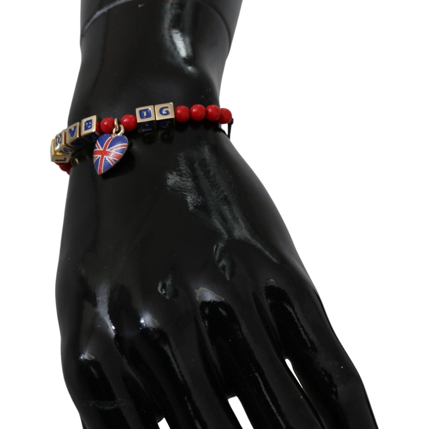 Dolce & Gabbana Elegant Blue Red Glass Cotton Blend Bracelet Bracelet Dolce & Gabbana Black