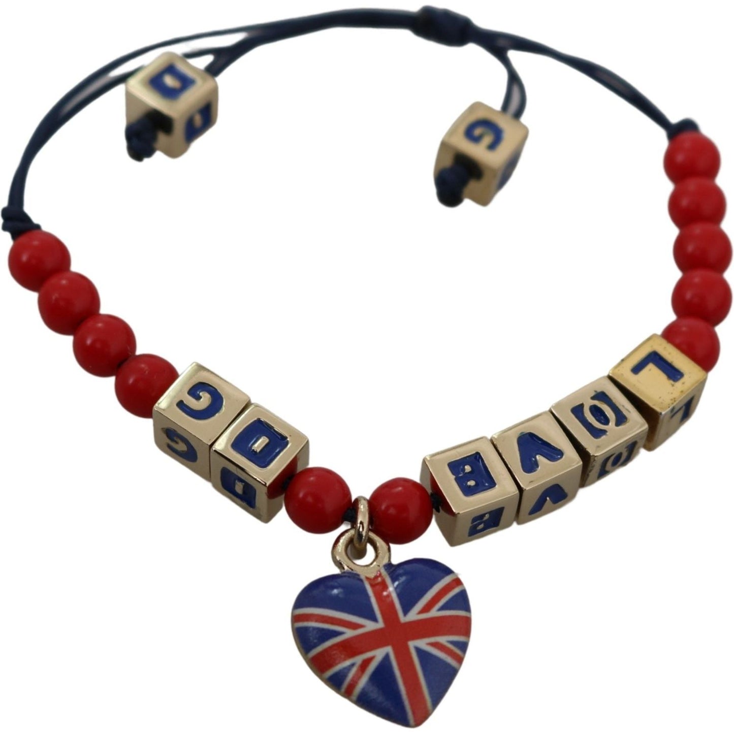 Dolce & Gabbana Elegant Blue Red Glass Cotton Blend Bracelet Bracelet Dolce & Gabbana Saddle Brown