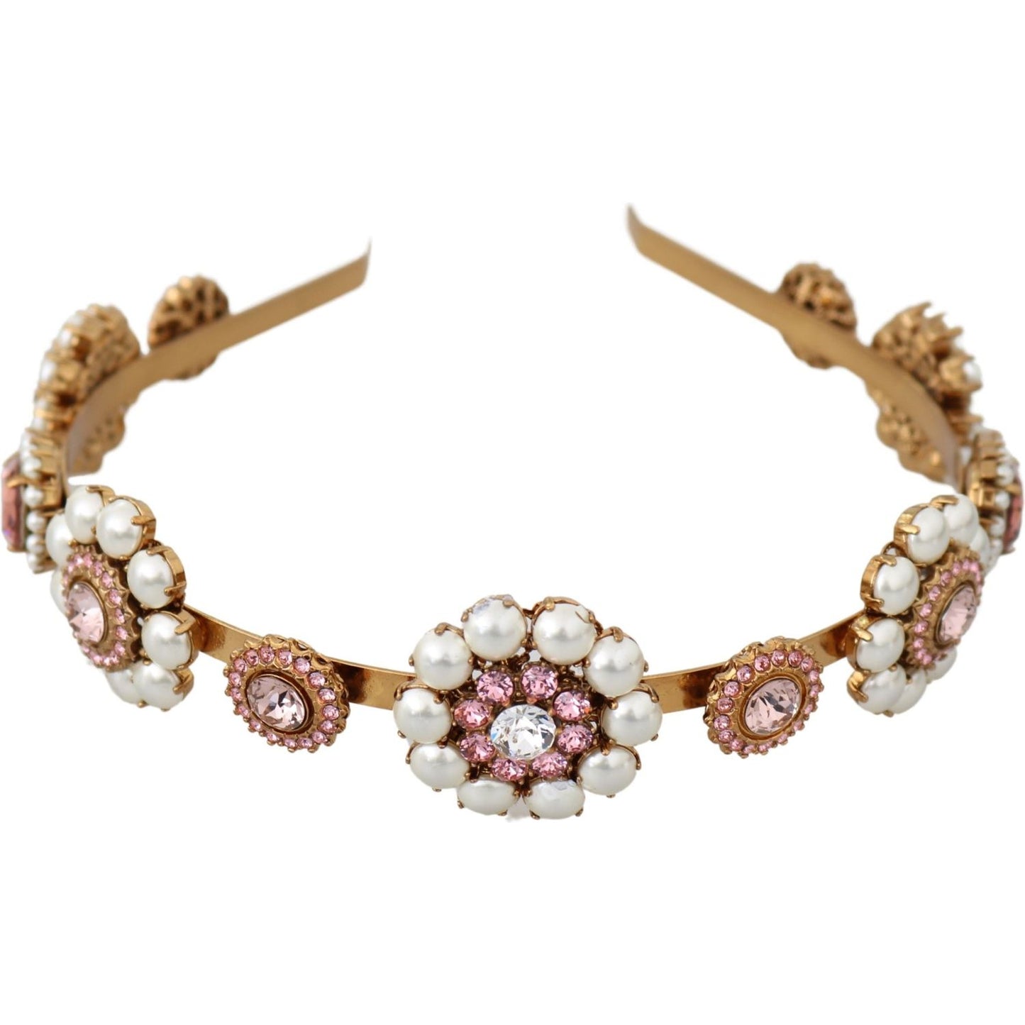 Dolce & Gabbana Elegant Crystal Pearl Diadem Headpiece Dolce & Gabbana Rosy Brown