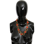 Dolce & Gabbana Elegant Crystal Charm Statement Necklace Necklace Dolce & Gabbana Dark Slate Gray