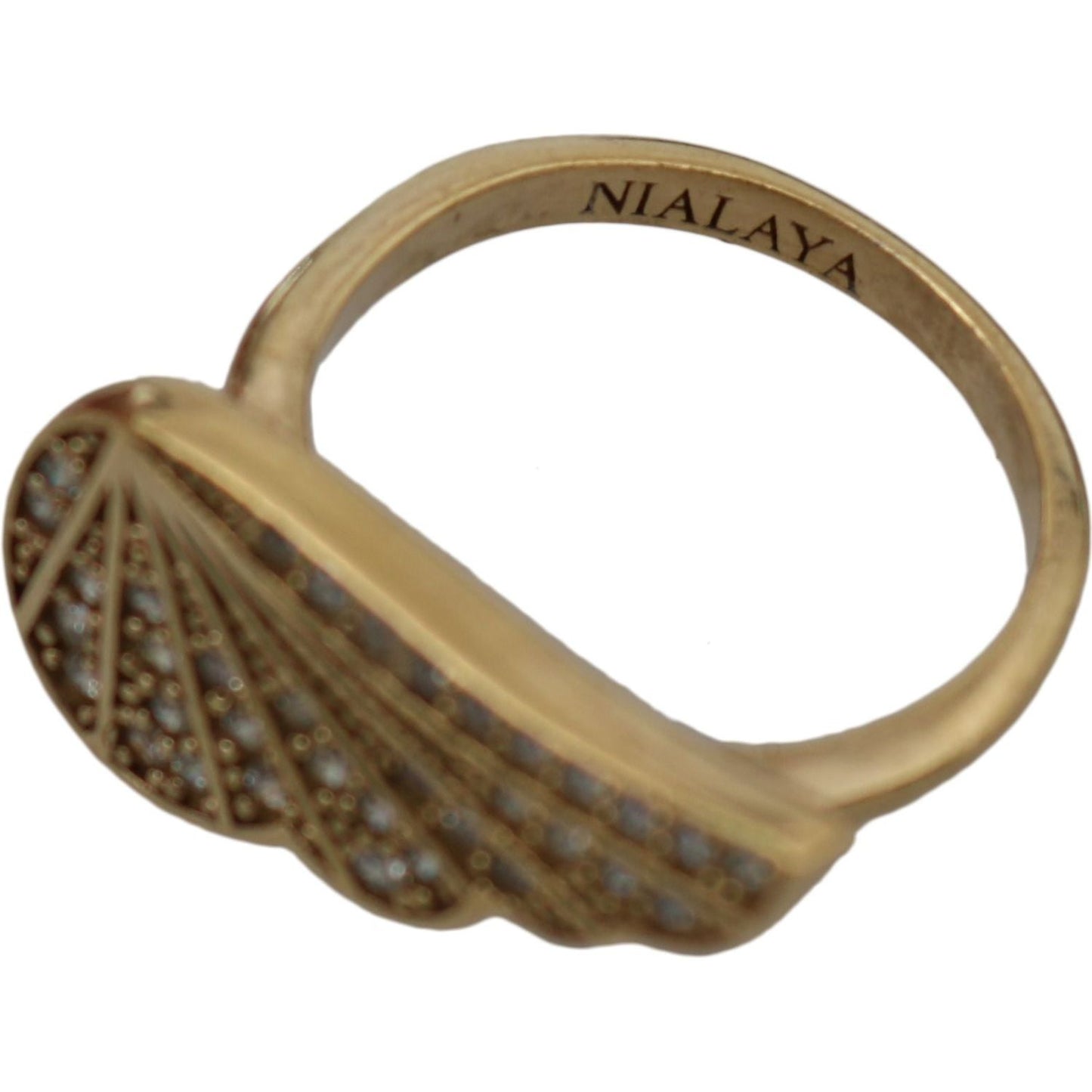 Nialaya Elegant Gold-Crystal Embellished Ring Ring Nialaya Dim Gray