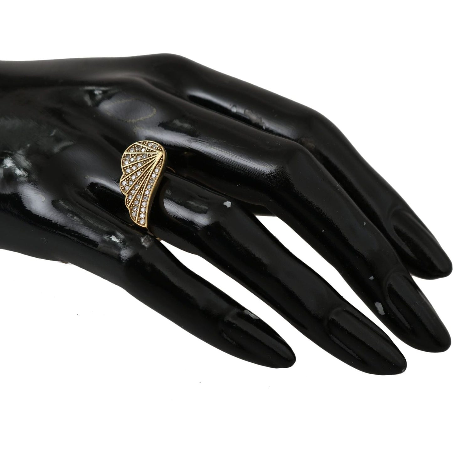 Nialaya Elegant Gold-Crystal Embellished Ring Ring Nialaya Black