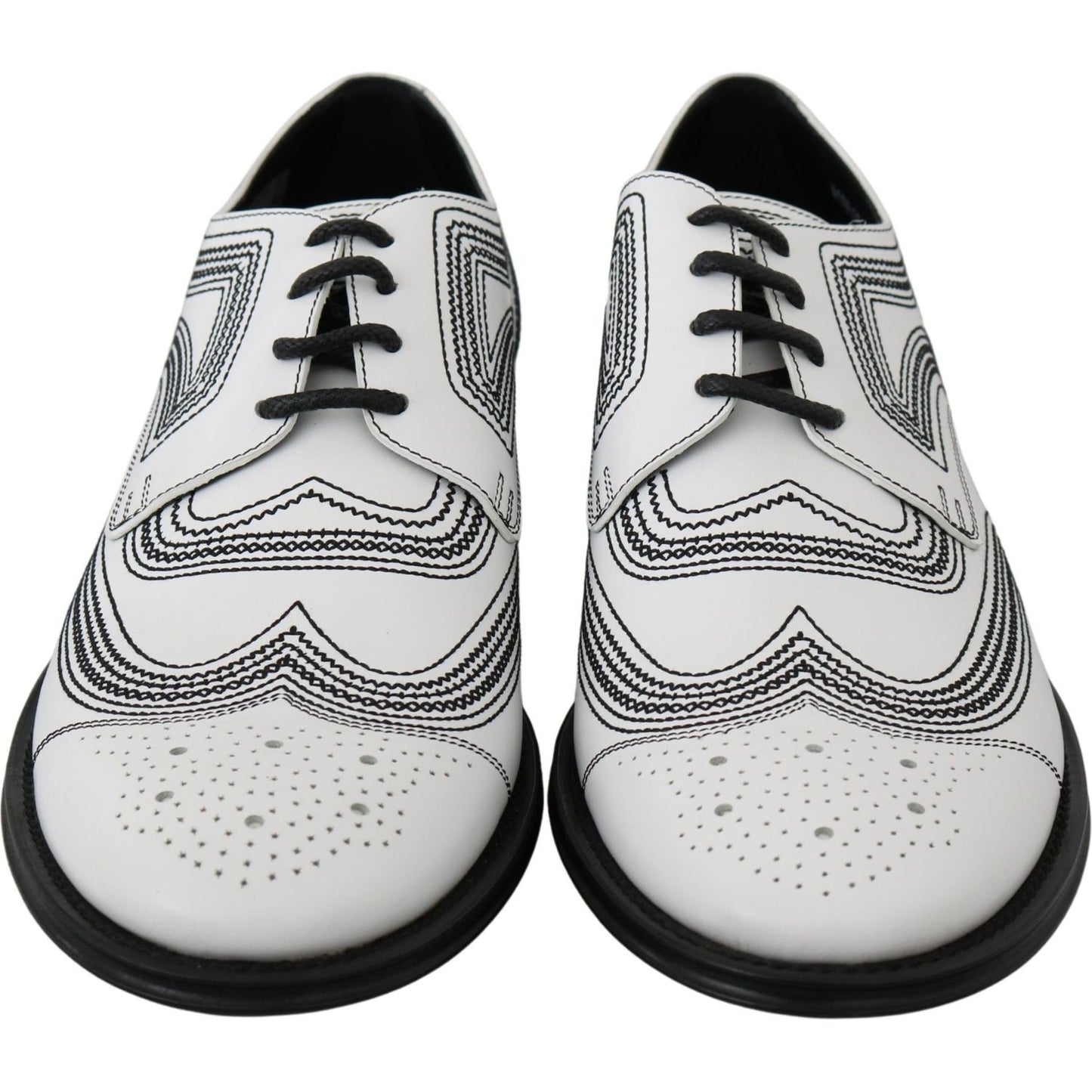 Dolce & Gabbana Elegant White Leather Derby Shoes Dolce & Gabbana Black