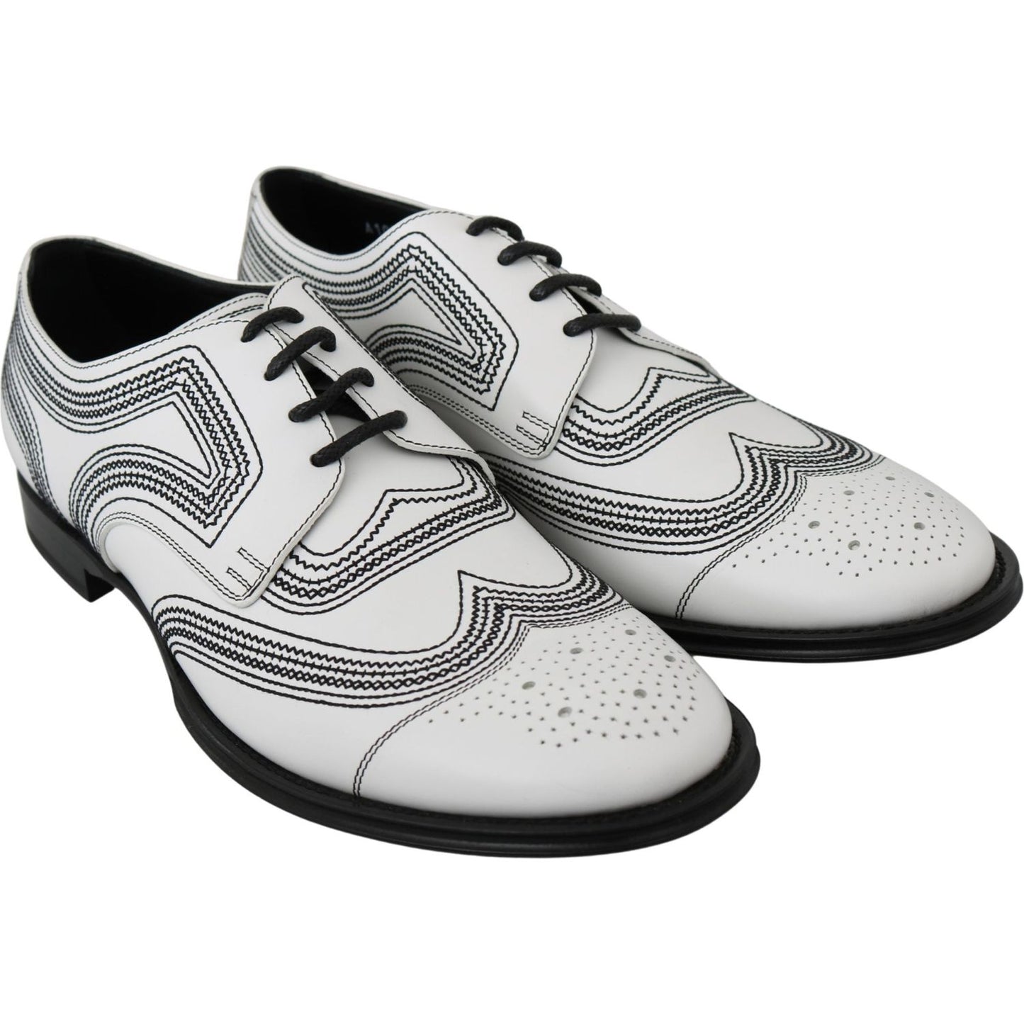 Dolce & Gabbana Elegant White Leather Derby Shoes Dolce & Gabbana Dark Slate Gray