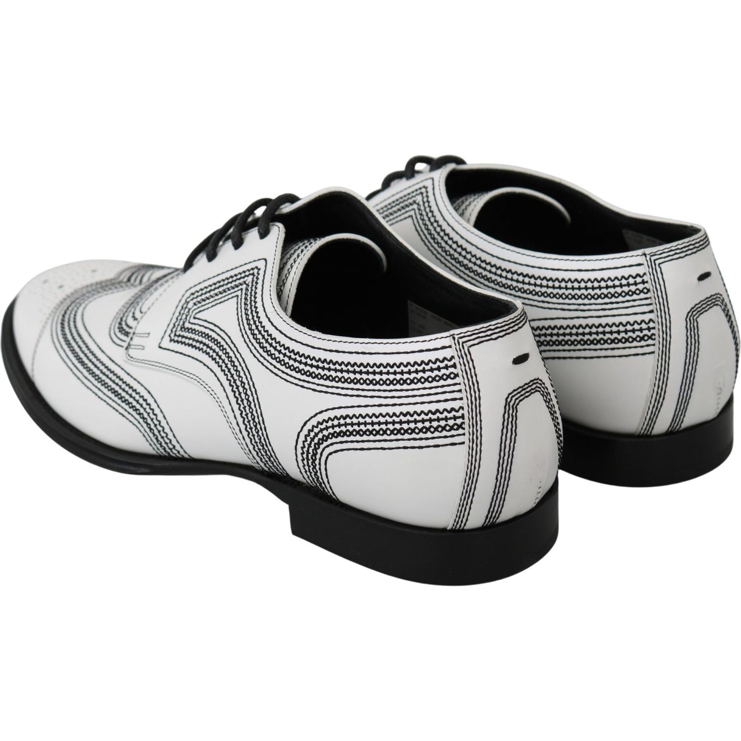 Dolce & Gabbana Elegant White Leather Derby Shoes Dolce & Gabbana Black