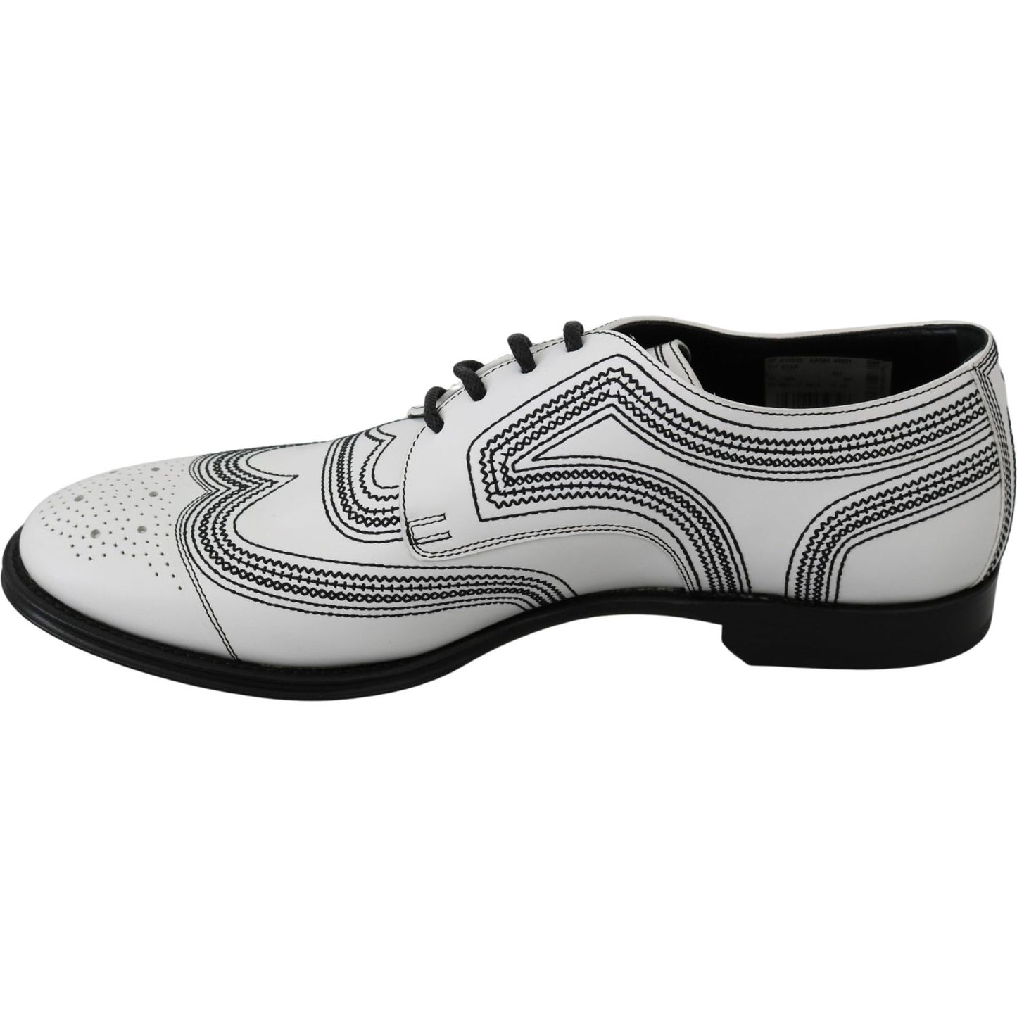 Dolce & Gabbana Elegant White Leather Derby Shoes Dolce & Gabbana Gray