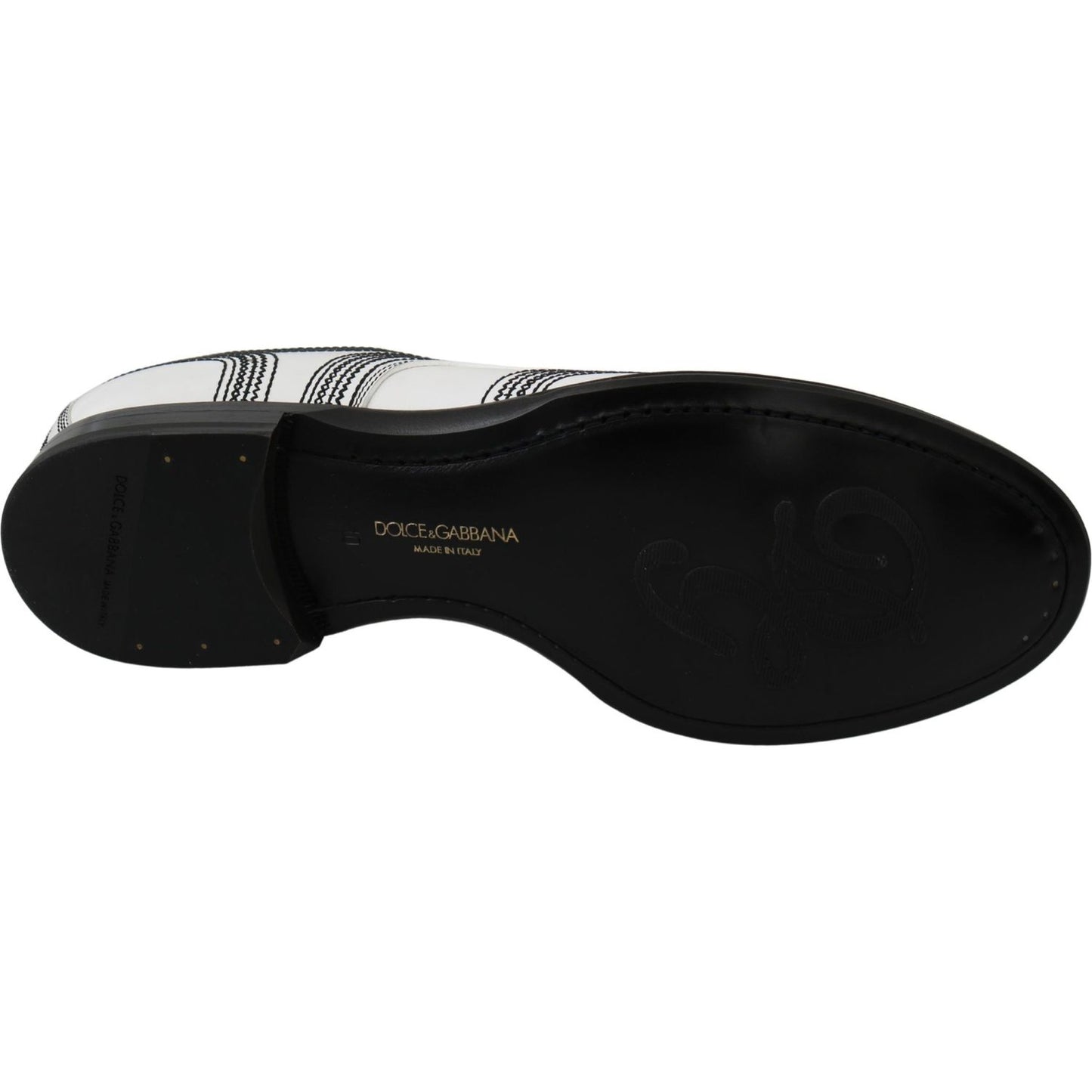 Dolce & Gabbana Elegant White Leather Derby Shoes Dolce & Gabbana Black