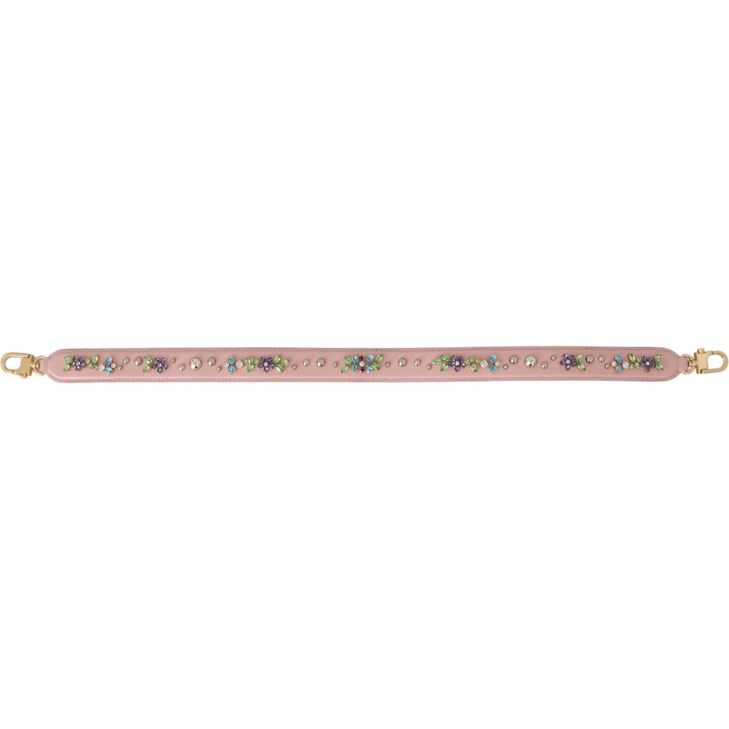 Dolce & Gabbana Stunning Pink Crystal Studded Leather Strap Dolce & Gabbana Rosy Brown