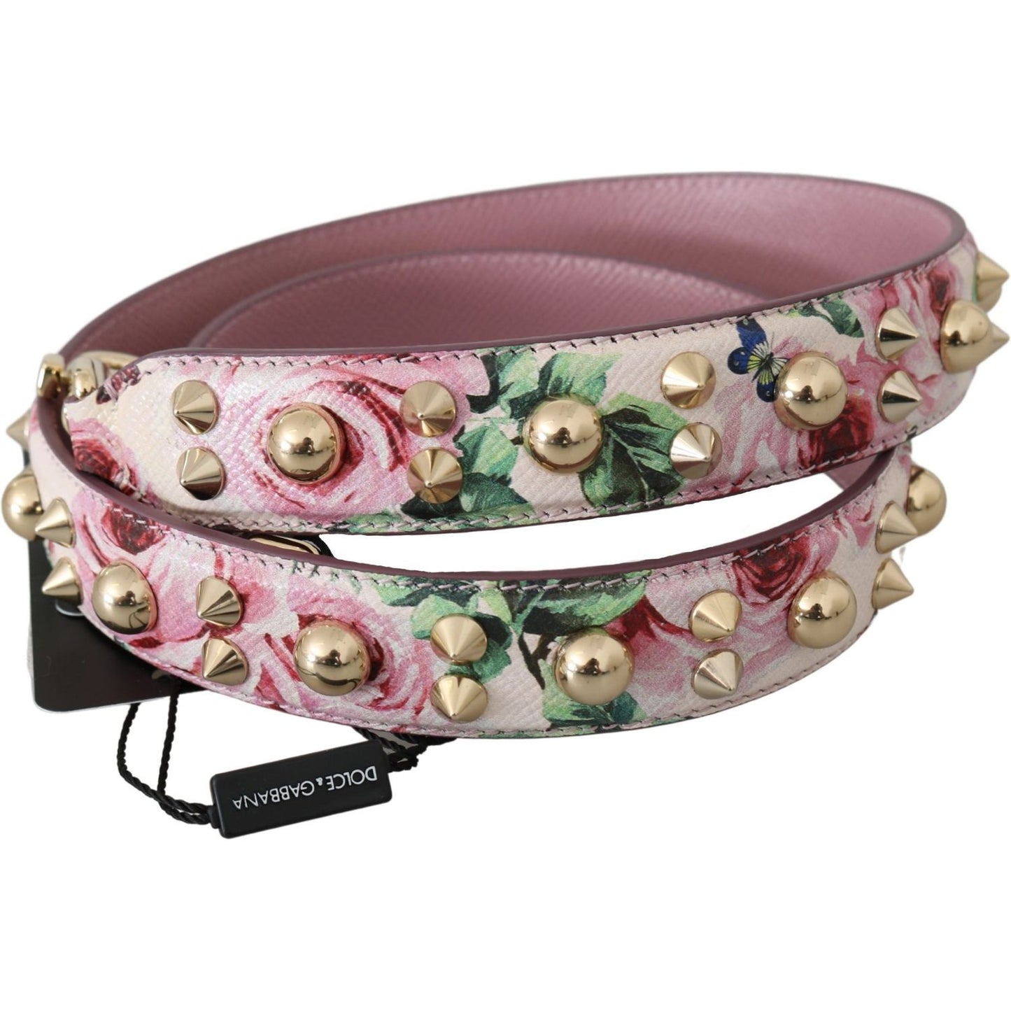 Dolce & Gabbana Chic Floral Pink Leather Shoulder Strap Dolce & Gabbana Rosy Brown