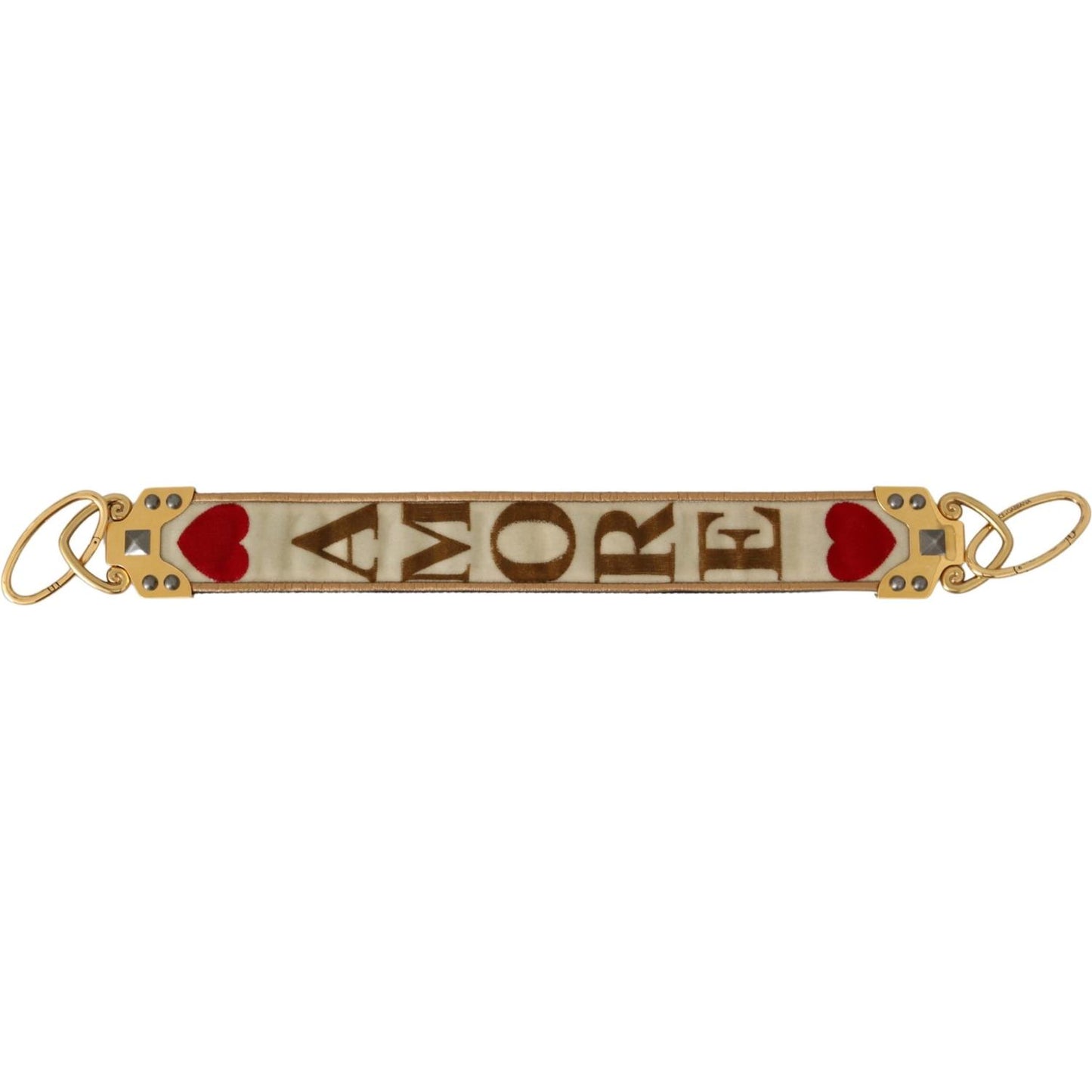 Dolce & Gabbana Chic Gold AMORE Print Shoulder Strap Dolce & Gabbana Rosy Brown