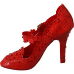Dolce & Gabbana Chic Red Crystal Cinderella Pumps LA7289-40