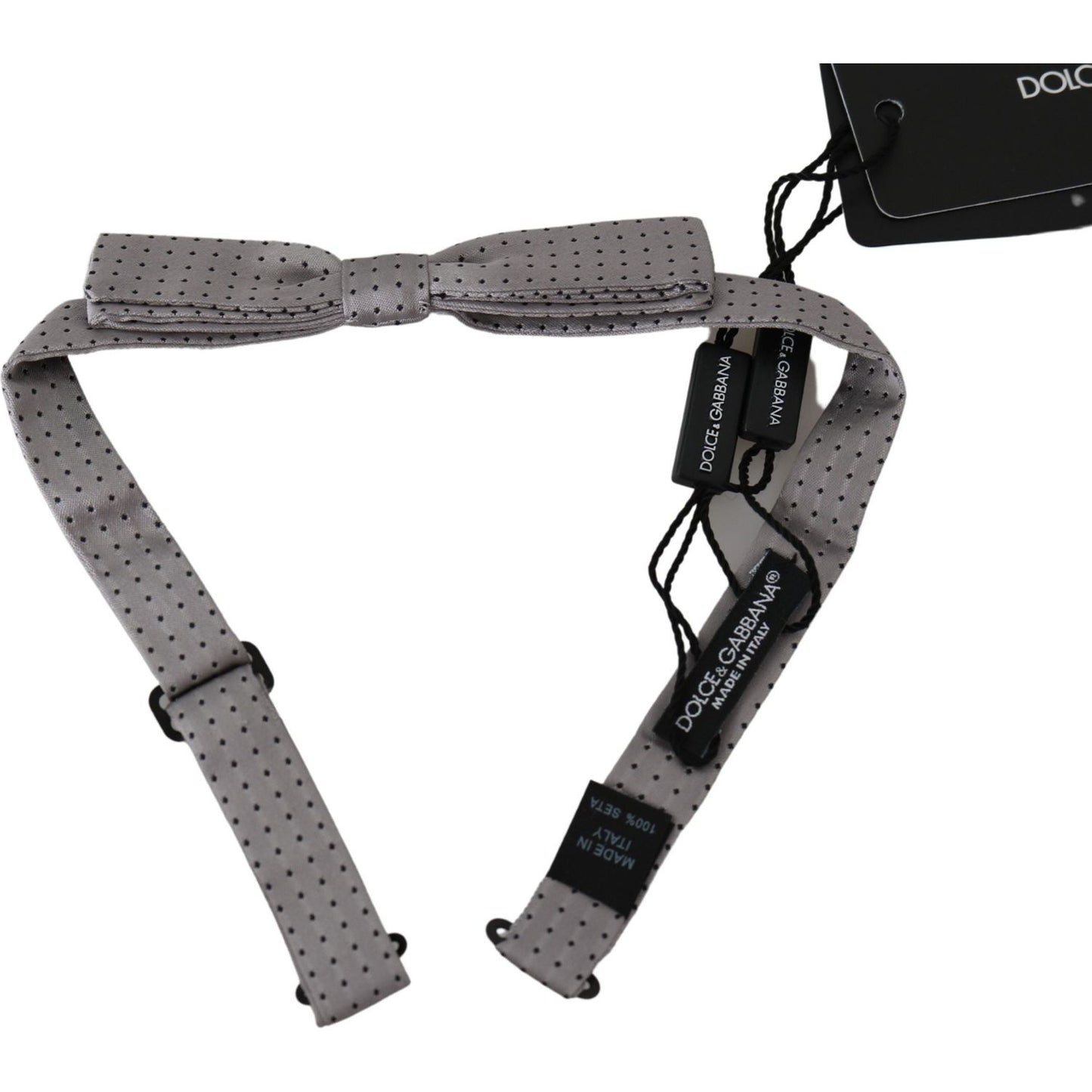 Dolce & Gabbana Elegant Silk Gray Polka Dot Bow Tie Bow Tie Dolce & Gabbana Dim Gray