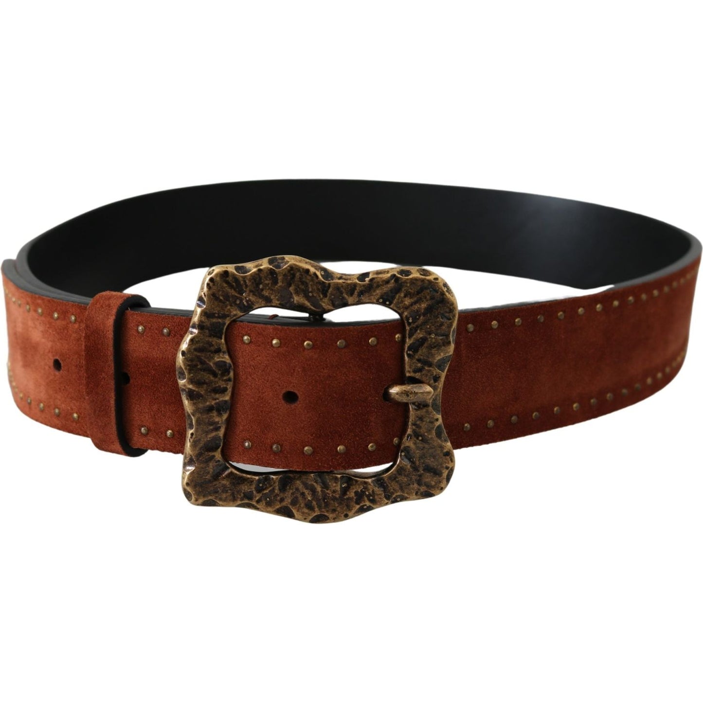 Dolce & Gabbana Elegant Suede Leather Belt with Gold Studs Dolce & Gabbana Black