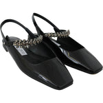 Jimmy Choo Elegant Black Patent Flats with Crystal Accent 192954629175