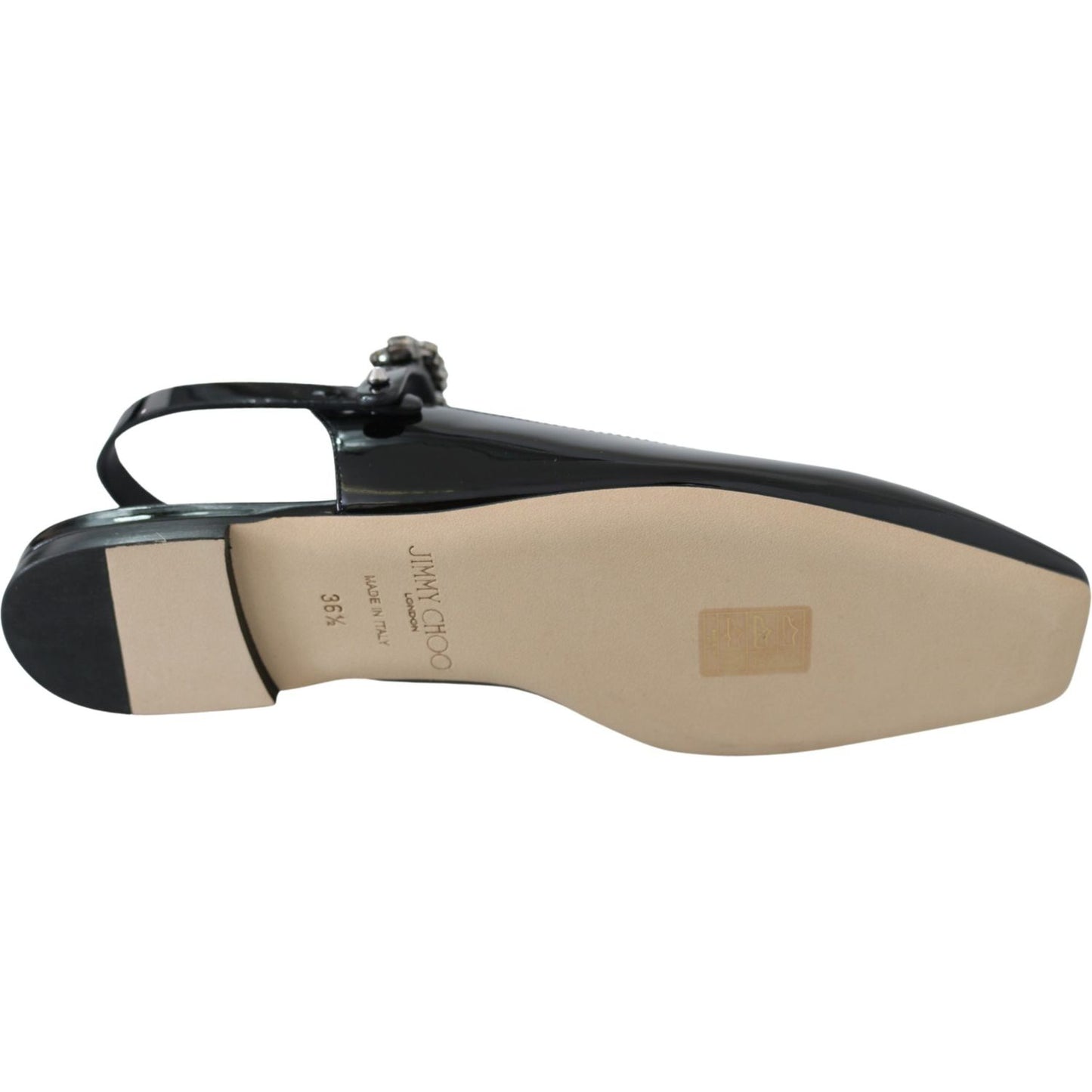 Jimmy Choo Elegant Black Patent Flats with Crystal Accent 192954629175
