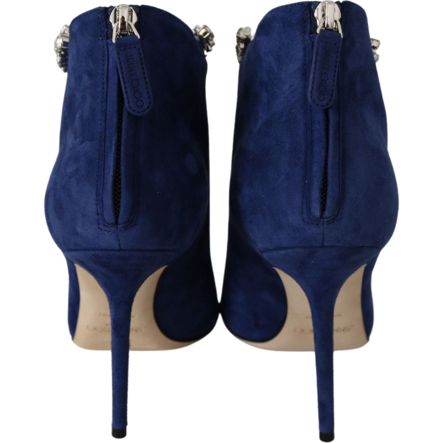 Jimmy Choo Pop Blue Crystal-Strap Heeled Boots Jimmy Choo Midnight Blue
