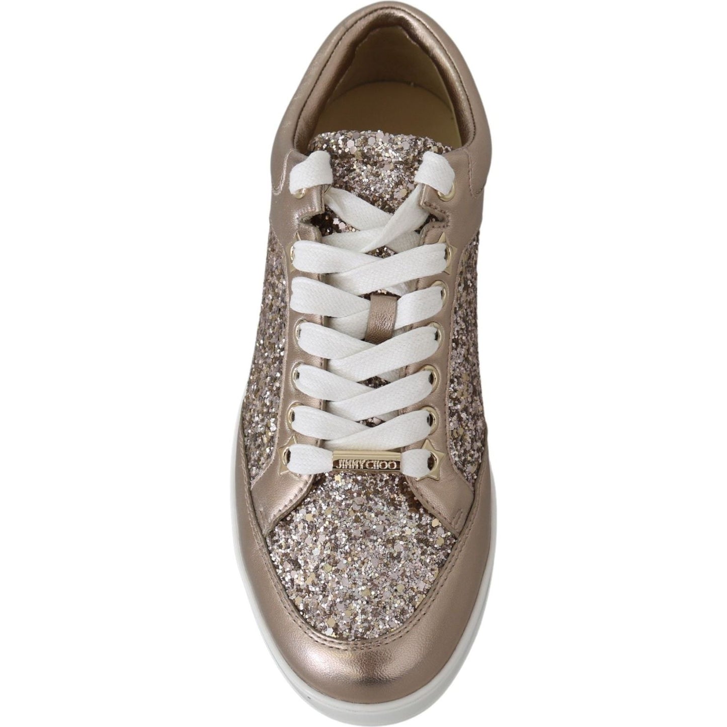Jimmy Choo Ballet Pink Glitter Leather Sneakers Jimmy Choo Light Slate Gray