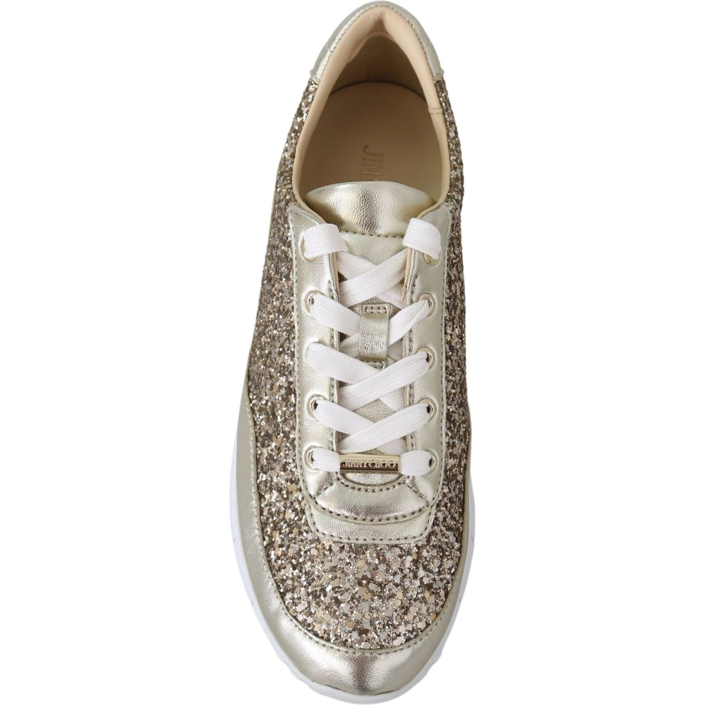 Jimmy Choo Antique Gold Glitter Leather Sneakers Jimmy Choo Dark Gray